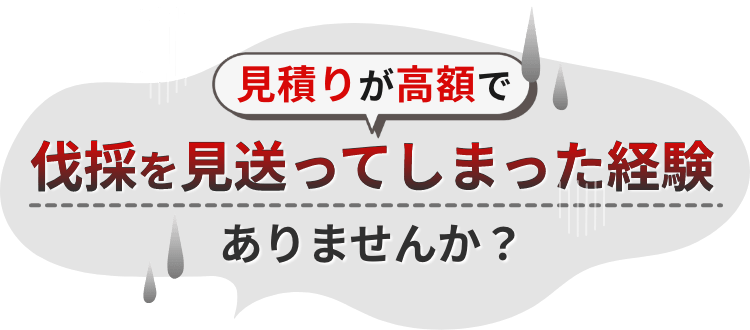 見積もりが高額で伐採を見送ってしまった経験ありませんか？